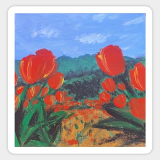 Red Tulips of the Valley Sticker